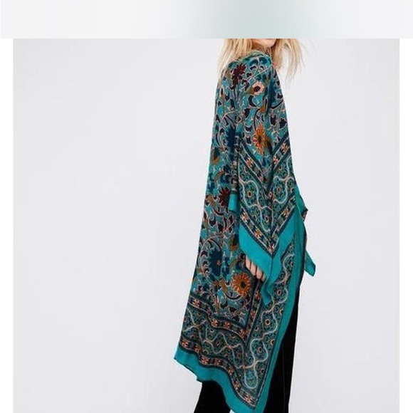 Free People Teal and Orange Floral Kimono - Picture 2 of 5